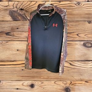 Under Armour 1/4 Zip, Camo/Black, Boys, Long Sleeve Shirt, Great Condition!